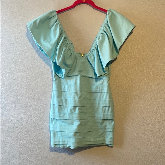 Chic Sky Blue Ruffle Mini Dress - Picture 3 of 6